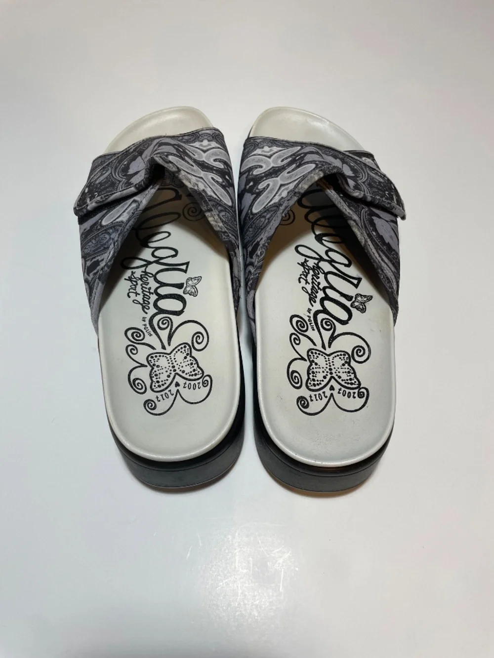 Alegria Platform Slide Sandals Black White Women's 10 - Picture 6 of 10